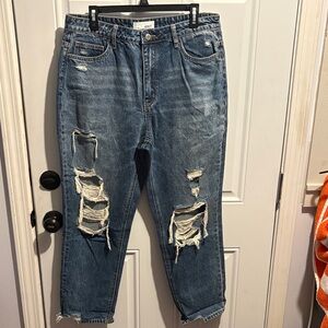 Stylish Distressed Blue Boyfriend Jeans